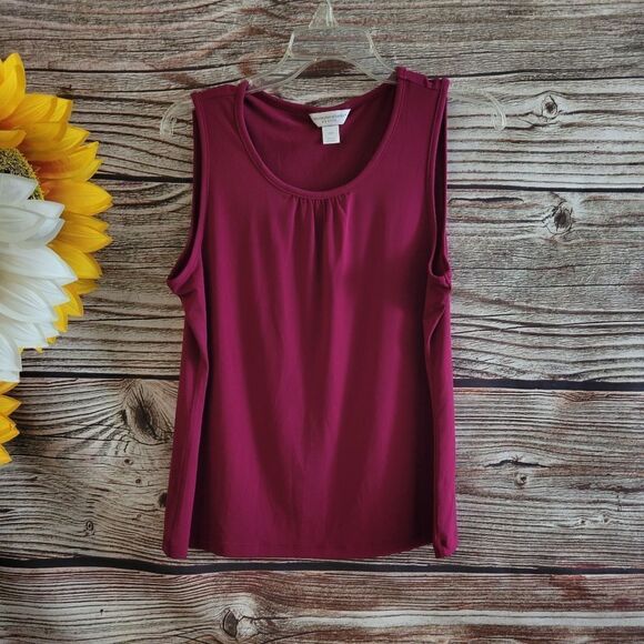 Christopher And Banks Sleeveless top Women's PM deep fushia Pre-owned - Picture 1 of 5